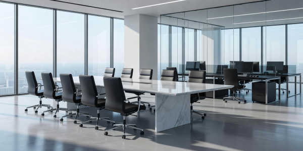 Executive corporate workplace cleaned to pristine sanitization standards